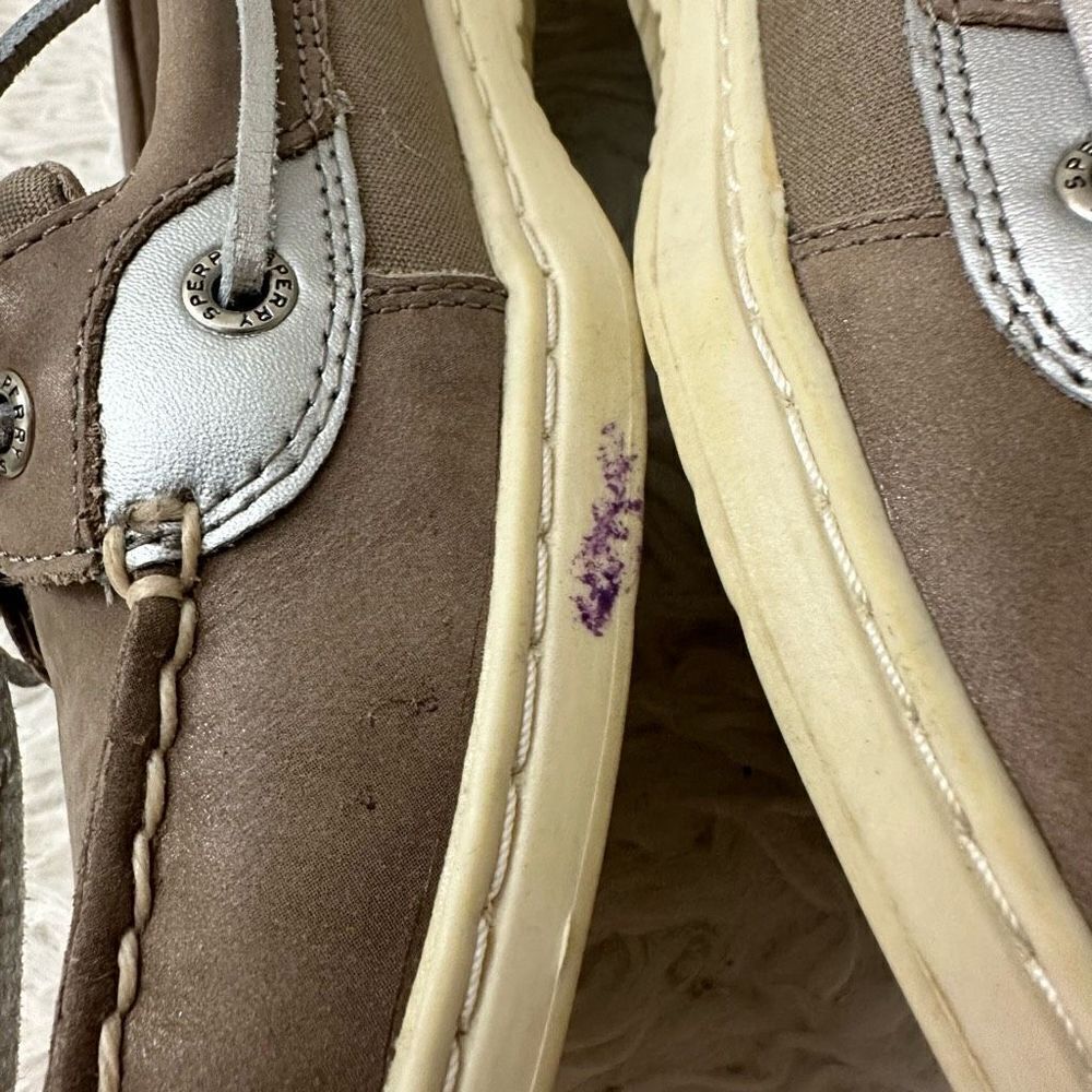 SPERRY Women's Angelfish Boat Shoe Brown Silver Comfort Flats size 8.5 - Picture 9 of 9